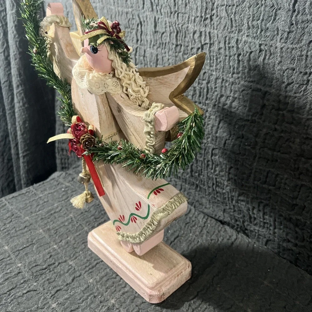 Vintage Wooden Angel Figurine Christmas Décor – 13